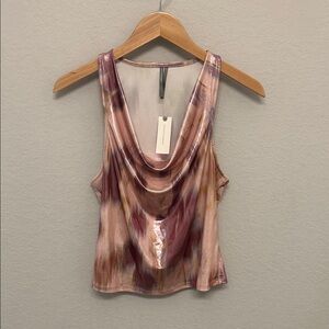 Chic Multicolor Shine Cowl Neck Tank Top
